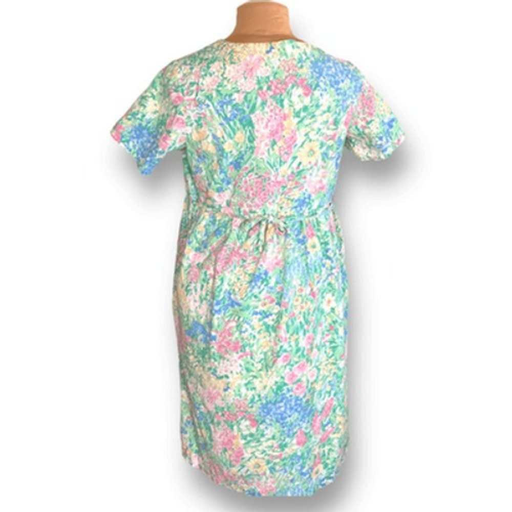 90s Vermont Country Store Pastel Floral Midi Dress Babydoll Waist Garden Party - Picture 5 of 12